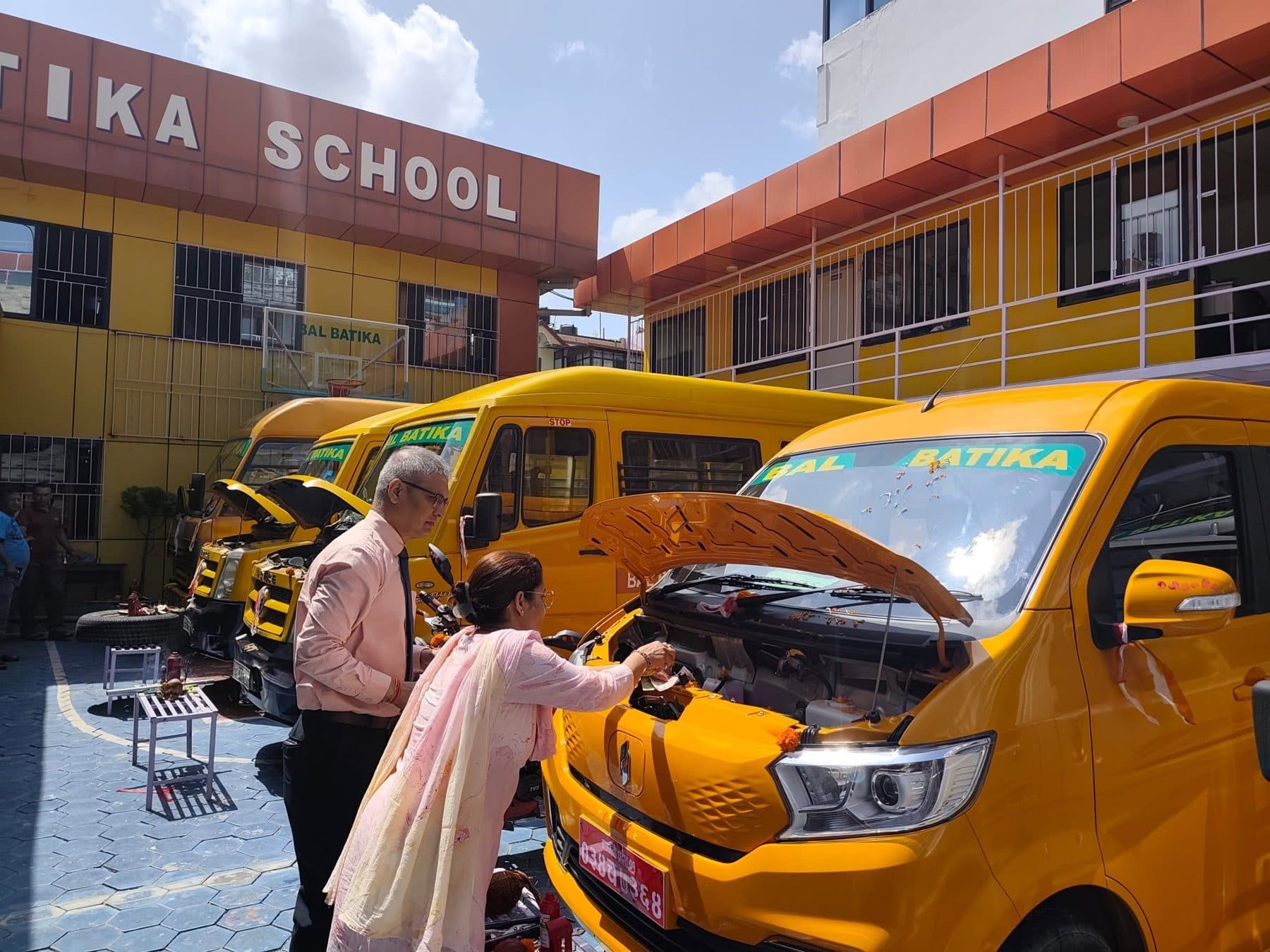 Annual puja for the Bal Batika transport fleet